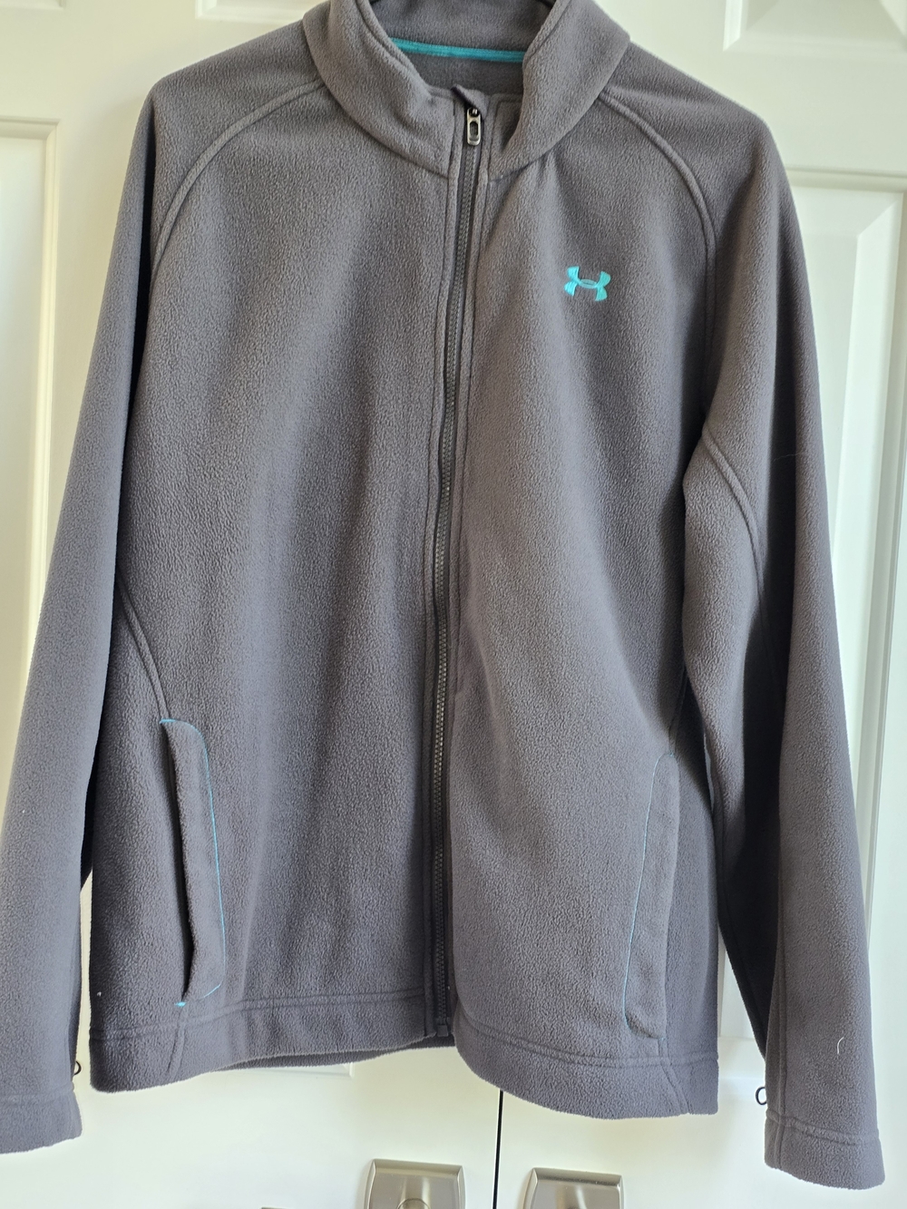 Under Armour Gray Fleece Jacket with Teal Logo